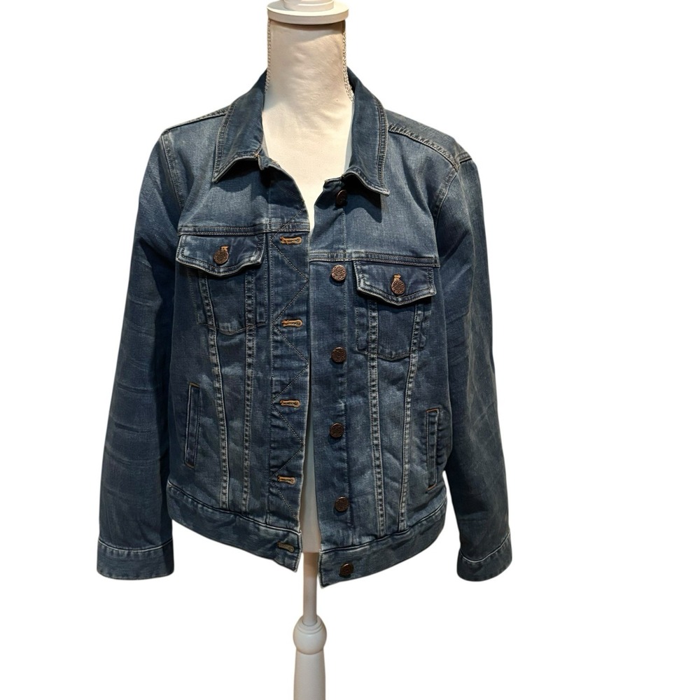 Soft Surroundings Denim Jacket Women's Large Blue Jean‎ Jacket Embossed Buttons